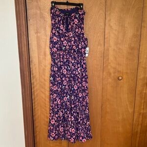 MSK Ruffle Floral Maxi Dress in Purple with Pink Flowers NWT Easter Dress
